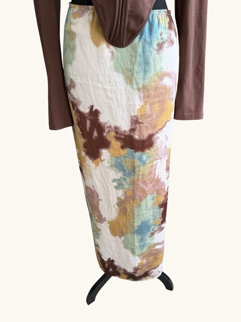 Fashion Nova Brown & Multi-Color Tie-Dye Maxi Skirt - Picture 2 of 6
